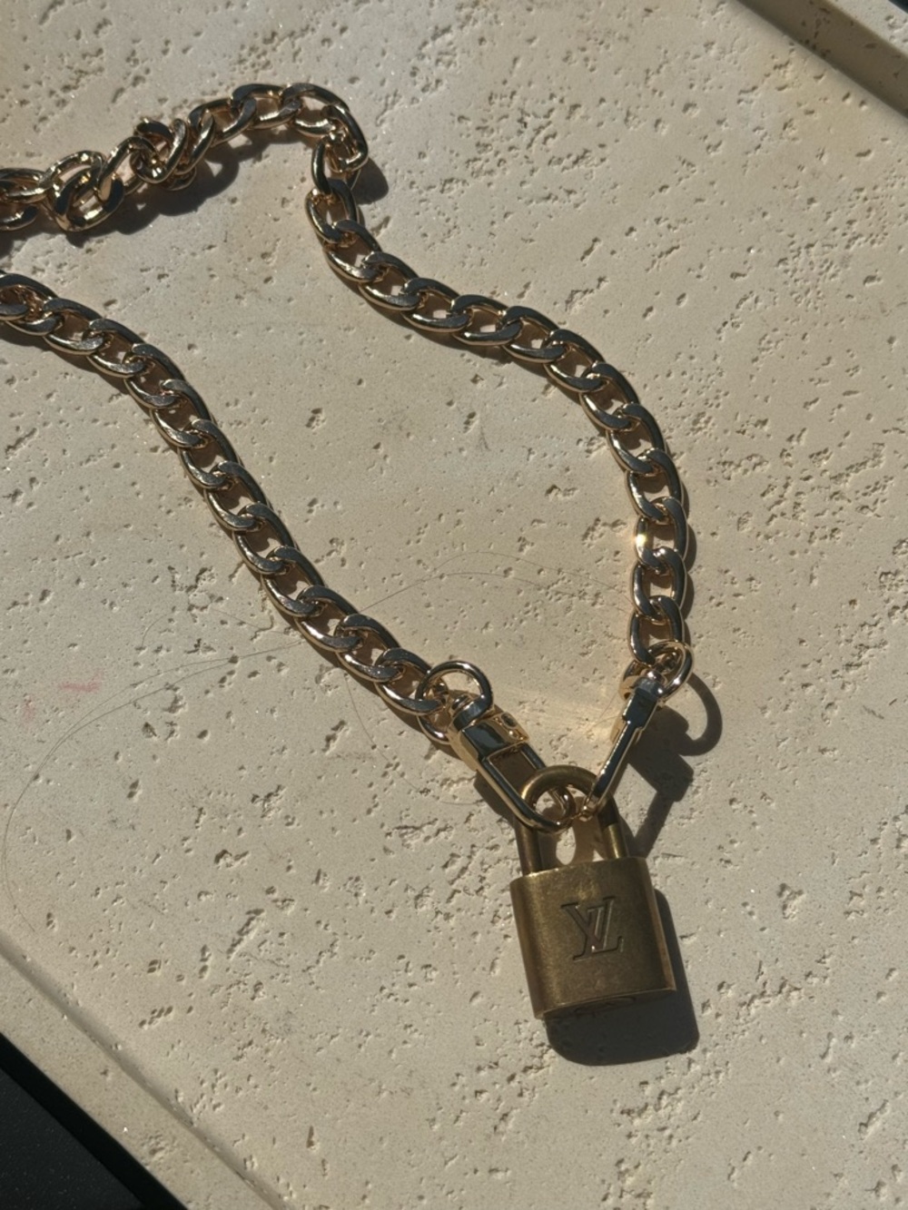 Authentic Louis Vuitton Gold Padlock Necklace (#320) with Non Branded Chain 16” - Picture 16 of 16